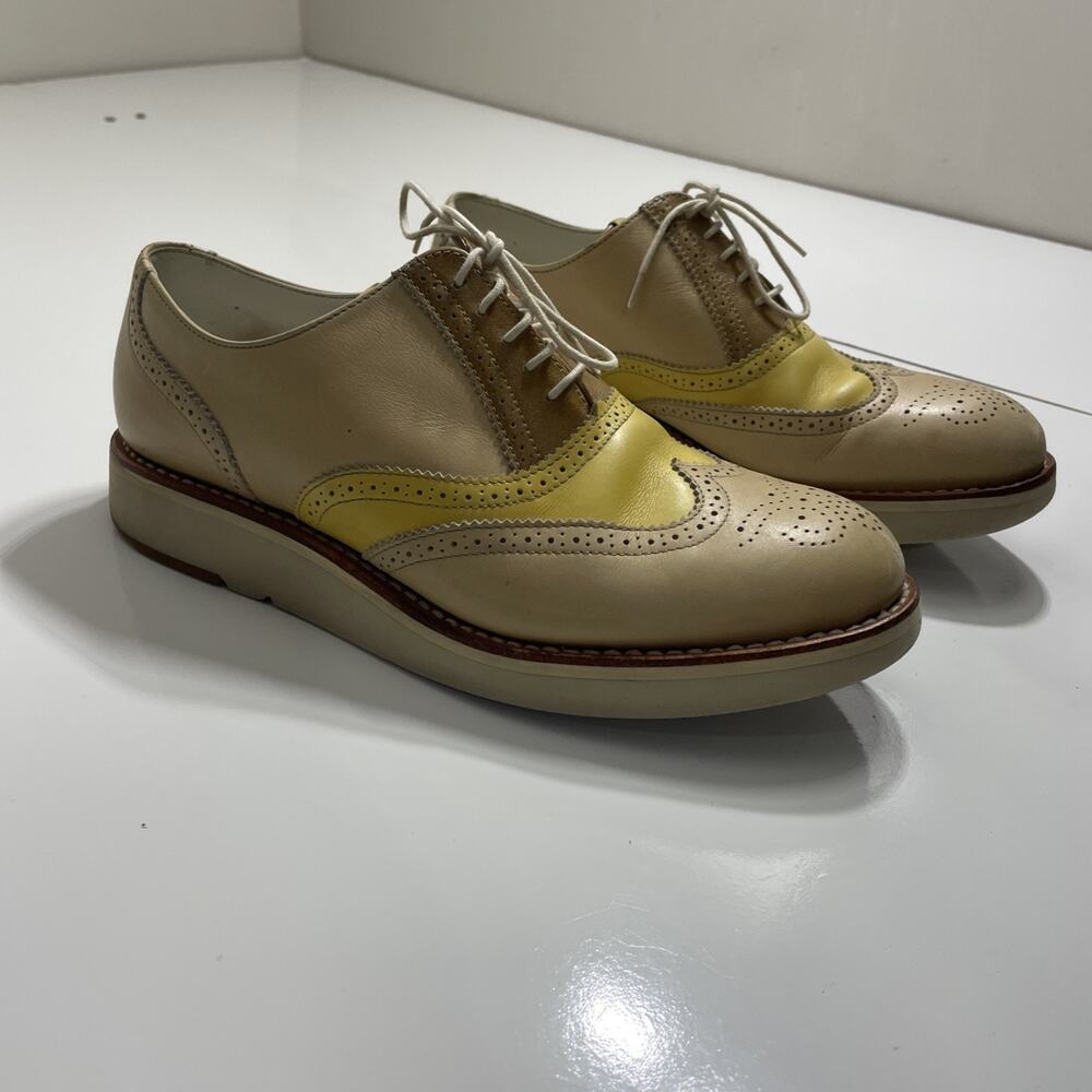 HESCHUNG Brogue Multicolor Size 7 Tan Designer Made In France